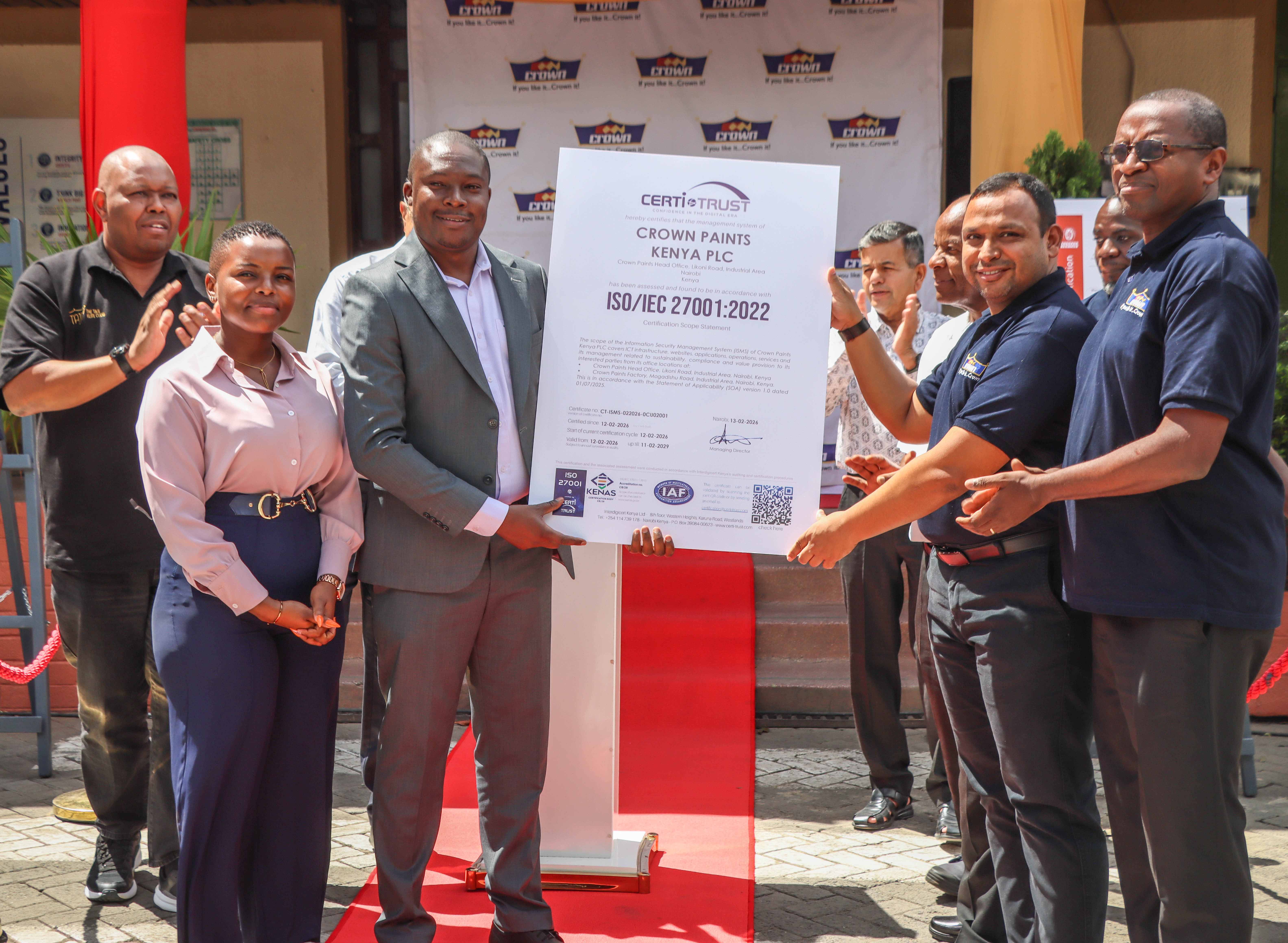 Crown Paints Achieves ISO/IEC 27001:2022 Certification, Strengthening Data Security Across East Africa